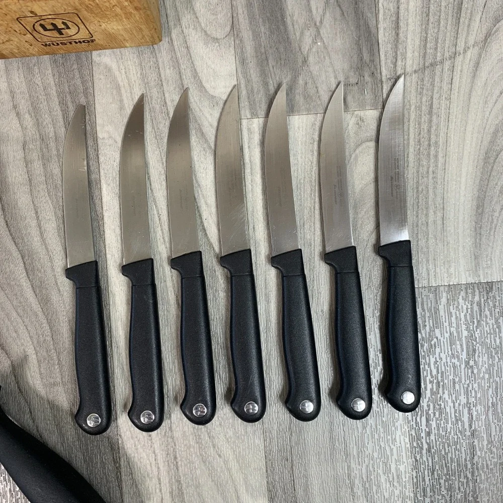 Wüsthof 7-Piece Steak Knife PARTIAL Set with Wooden Storage Block & Sharpener